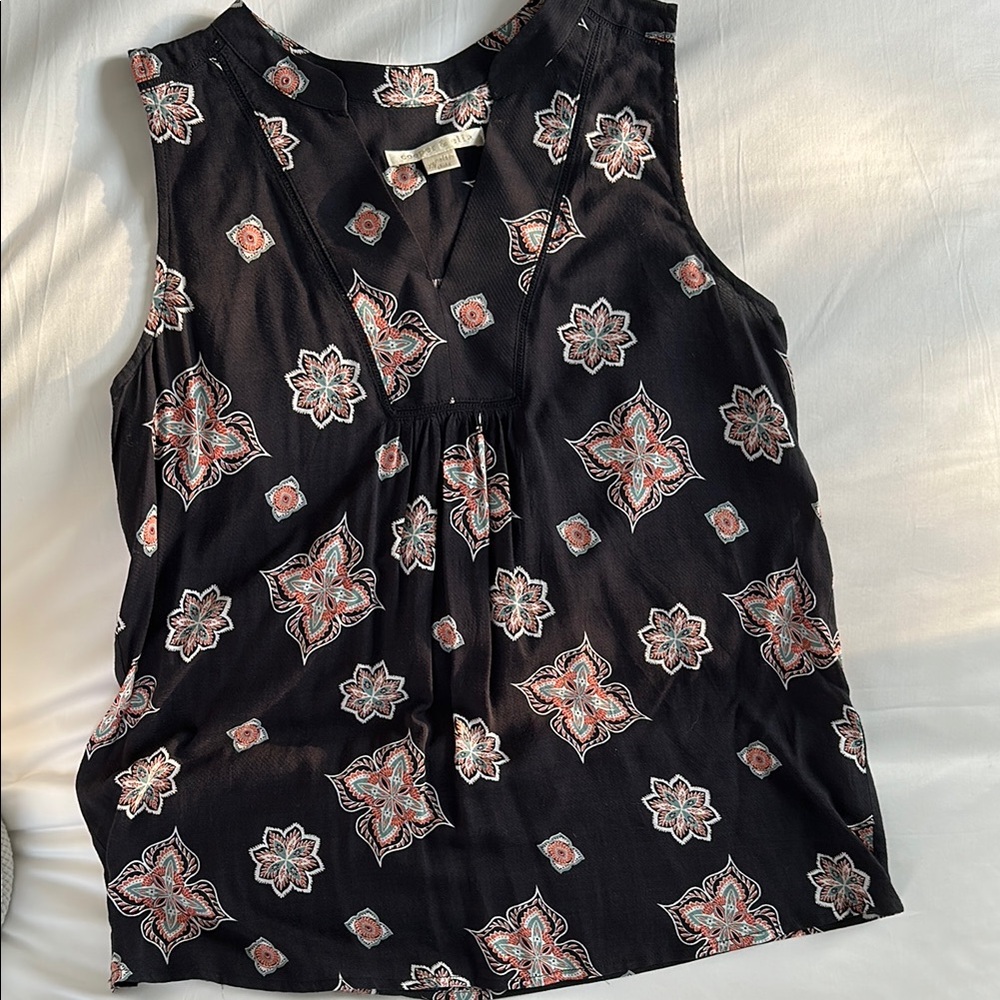 Floral Black Sleeveless Top